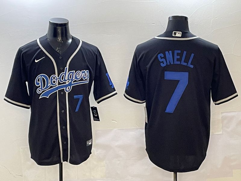 Men Los Angeles Dodgers #7 Snell Black Fashion Game 2025 Nike MLB Jersey style 3